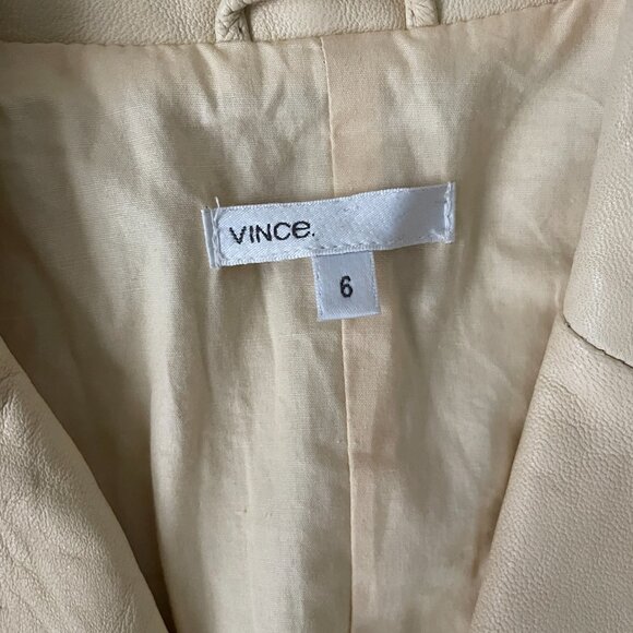 Vince Buttermilk Yellow Leather Blazer Jacket -Size 6 - Picture 3 of 11
